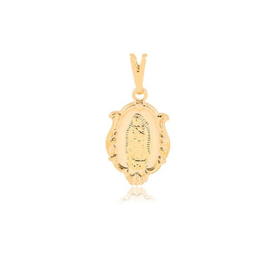 18K Gold Layered Oro Laminado 17mm Our Lady of Guadalupe Medal Pendant 31.0049
